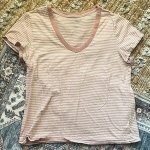 Women's Pink Striped V-Neck Top